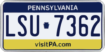 PA license plate LSU7362