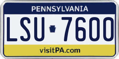 PA license plate LSU7600
