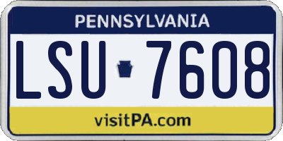 PA license plate LSU7608