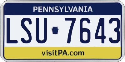PA license plate LSU7643