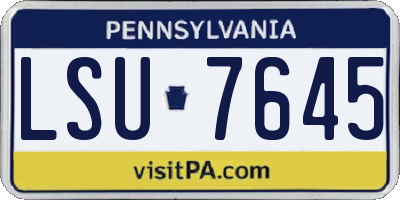 PA license plate LSU7645