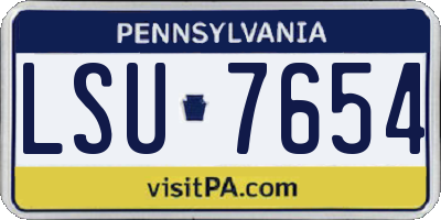 PA license plate LSU7654