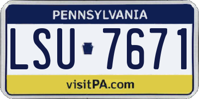 PA license plate LSU7671