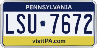 PA license plate LSU7672