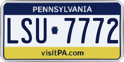 PA license plate LSU7772