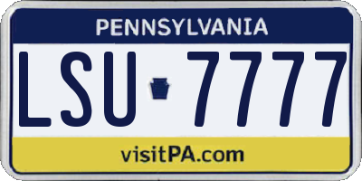 PA license plate LSU7777