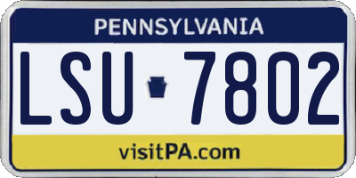 PA license plate LSU7802