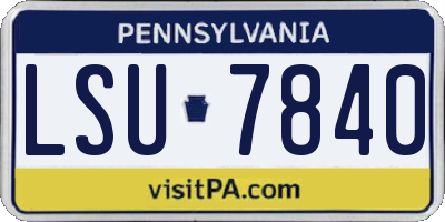 PA license plate LSU7840