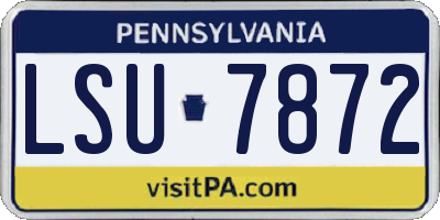 PA license plate LSU7872