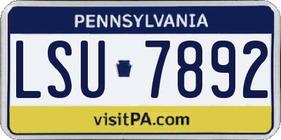 PA license plate LSU7892