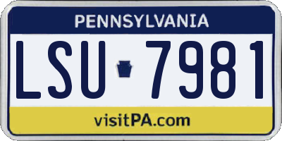 PA license plate LSU7981