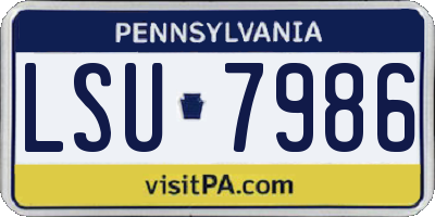 PA license plate LSU7986