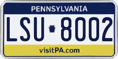 PA license plate LSU8002