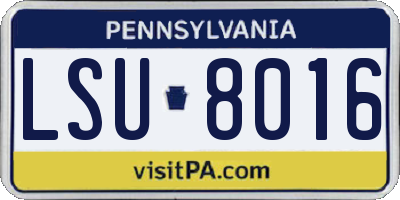 PA license plate LSU8016
