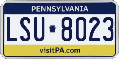 PA license plate LSU8023