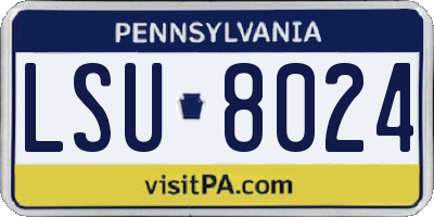 PA license plate LSU8024
