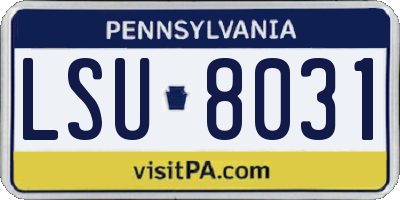 PA license plate LSU8031