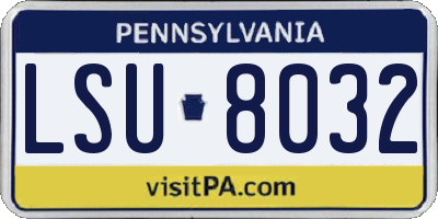 PA license plate LSU8032
