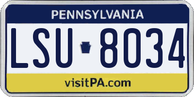 PA license plate LSU8034