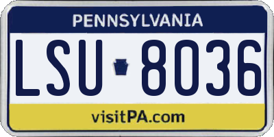 PA license plate LSU8036