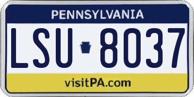 PA license plate LSU8037