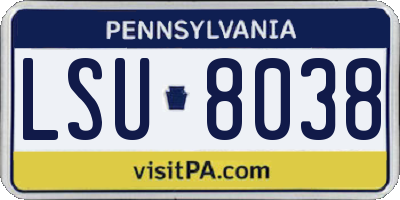 PA license plate LSU8038