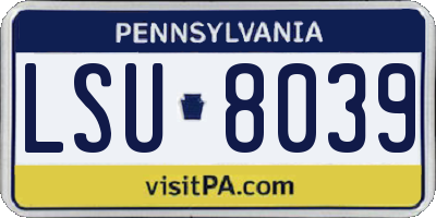 PA license plate LSU8039