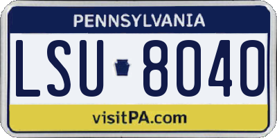 PA license plate LSU8040