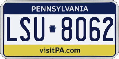 PA license plate LSU8062