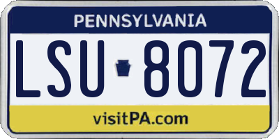 PA license plate LSU8072