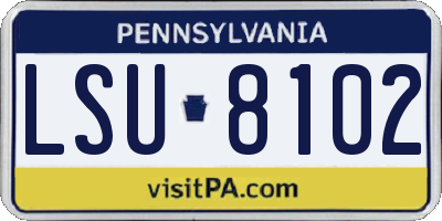 PA license plate LSU8102