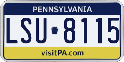 PA license plate LSU8115