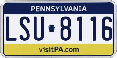 PA license plate LSU8116