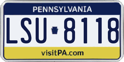 PA license plate LSU8118