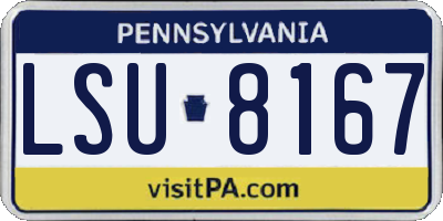 PA license plate LSU8167