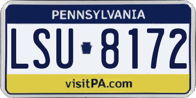 PA license plate LSU8172