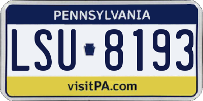PA license plate LSU8193