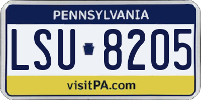 PA license plate LSU8205