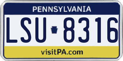 PA license plate LSU8316