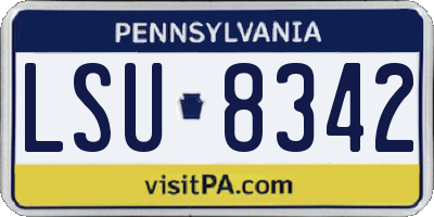 PA license plate LSU8342