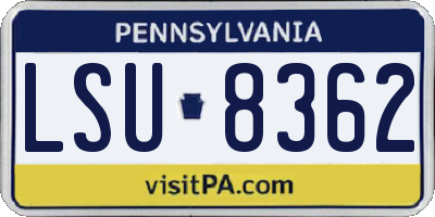 PA license plate LSU8362