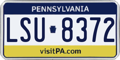 PA license plate LSU8372