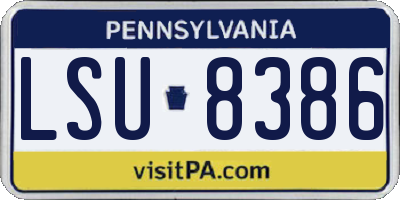 PA license plate LSU8386