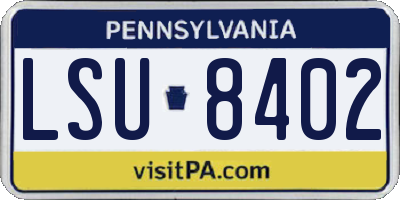 PA license plate LSU8402