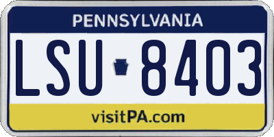 PA license plate LSU8403