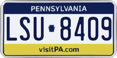 PA license plate LSU8409