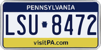 PA license plate LSU8472