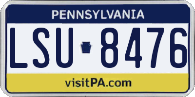 PA license plate LSU8476