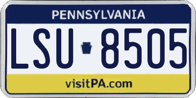 PA license plate LSU8505