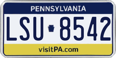 PA license plate LSU8542